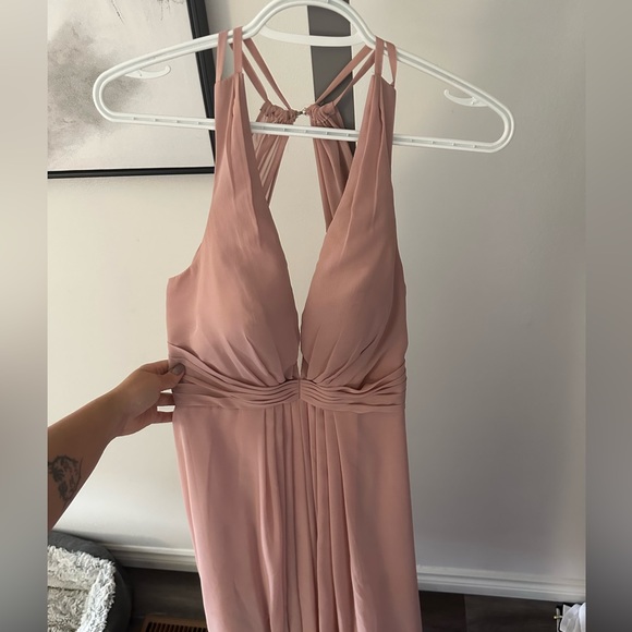 A-line V-Neck Floor-Length Chiffon Bridesmaid Dress With Ruffle - Picture 5 of 8